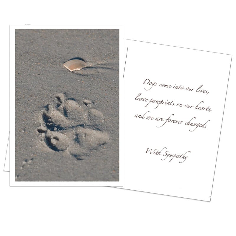 Dog Speak Pet Sympathy Card â€“ Paw Print in the Sand â€“ Pet Loss Condolence & Remembrance Card - Image 1